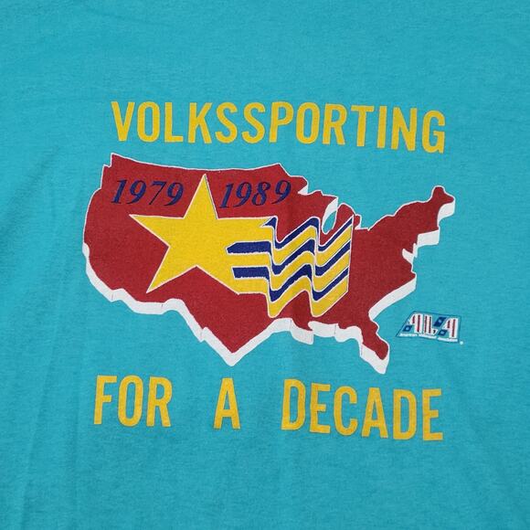 Vintage Single Stitch Mens XL Volkssporting 80s Y2k 90s Tee T-Shirt 1989 - Picture 2 of 8